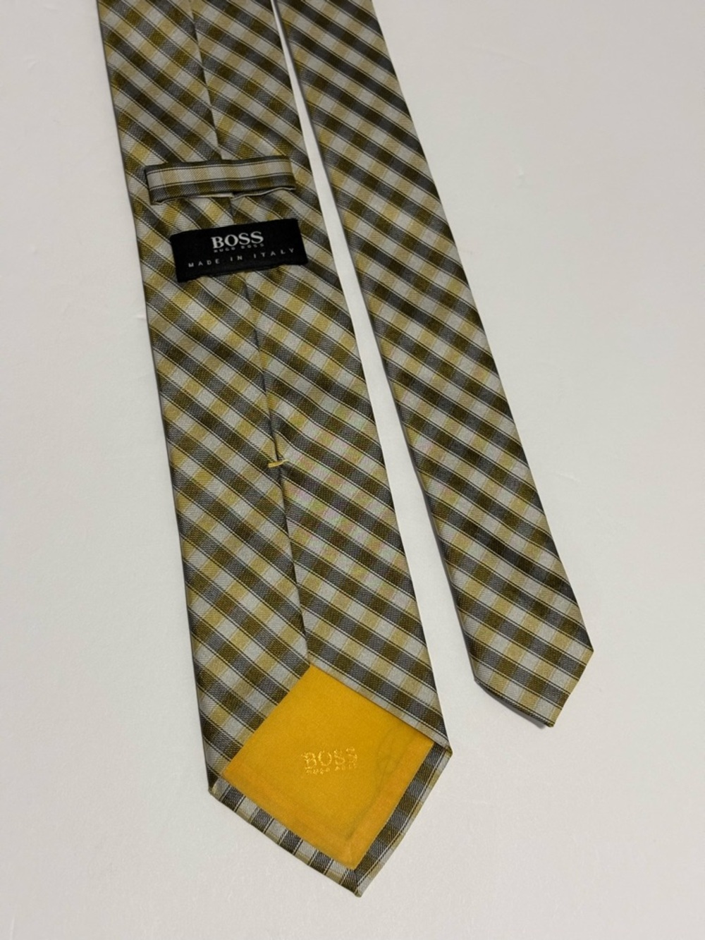 Hugo Boss Men's Yellow Plaid Tie